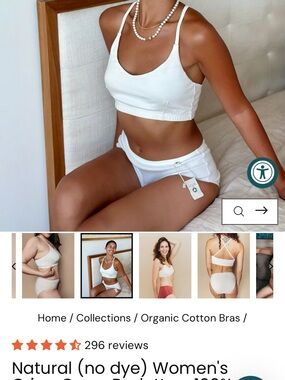 100% Cotton Bra – Women's Wireless Bralette 100% cotton Quinn Organic Bralette